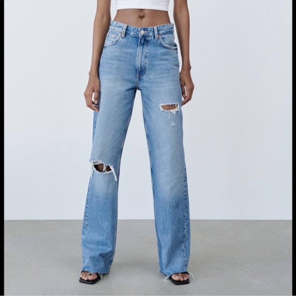 Zara High Waisted Jeans with Classic Denim Wash Size 4